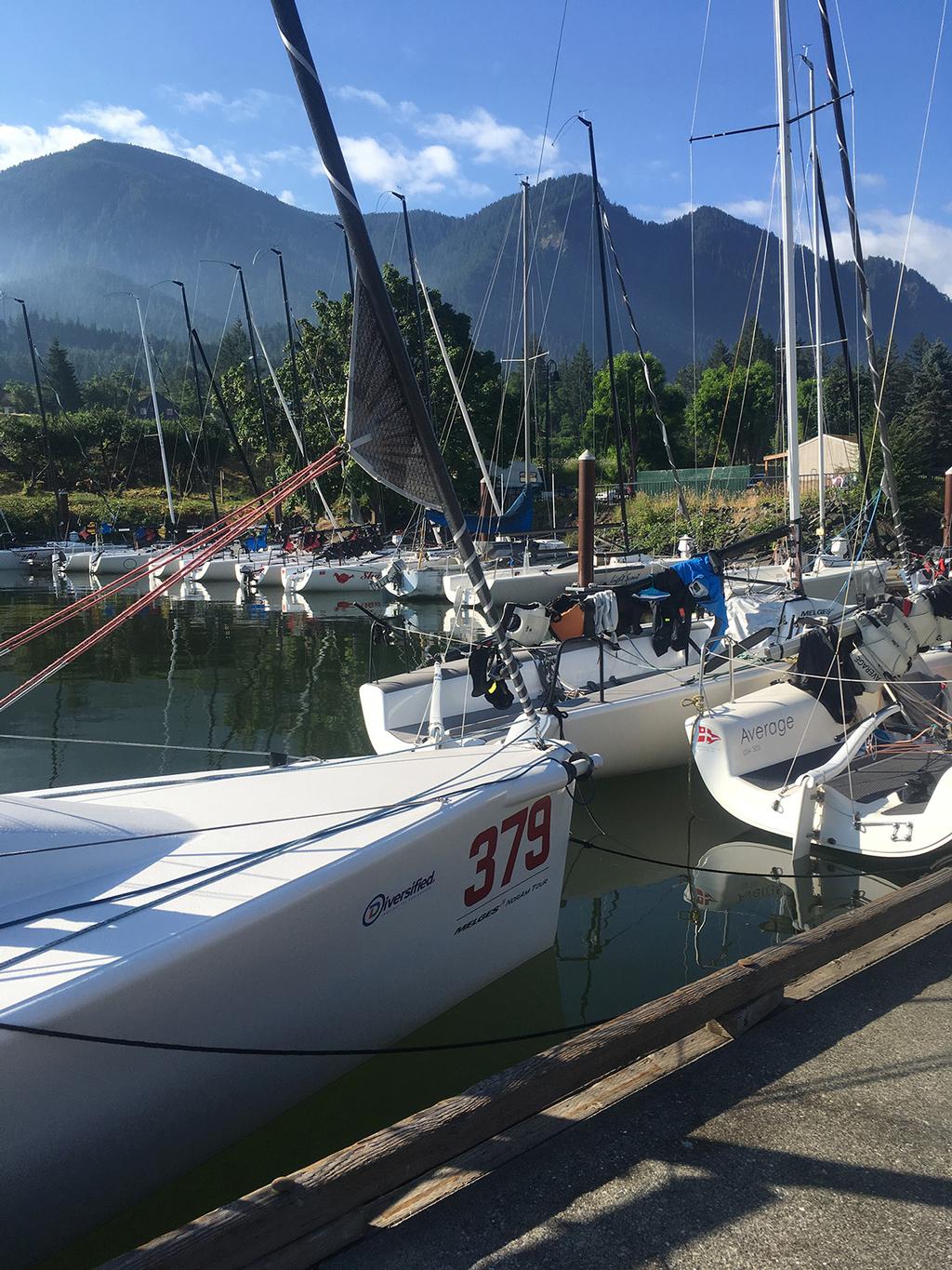 Cascade Locks Marina at pre-thermal calm - 2017 Diversified MELGES24 NorAm Championship © Brian Hutchinson